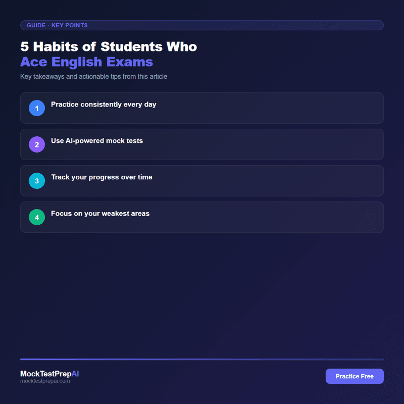 5 Habits of Students Who Ace English Exams infographic
