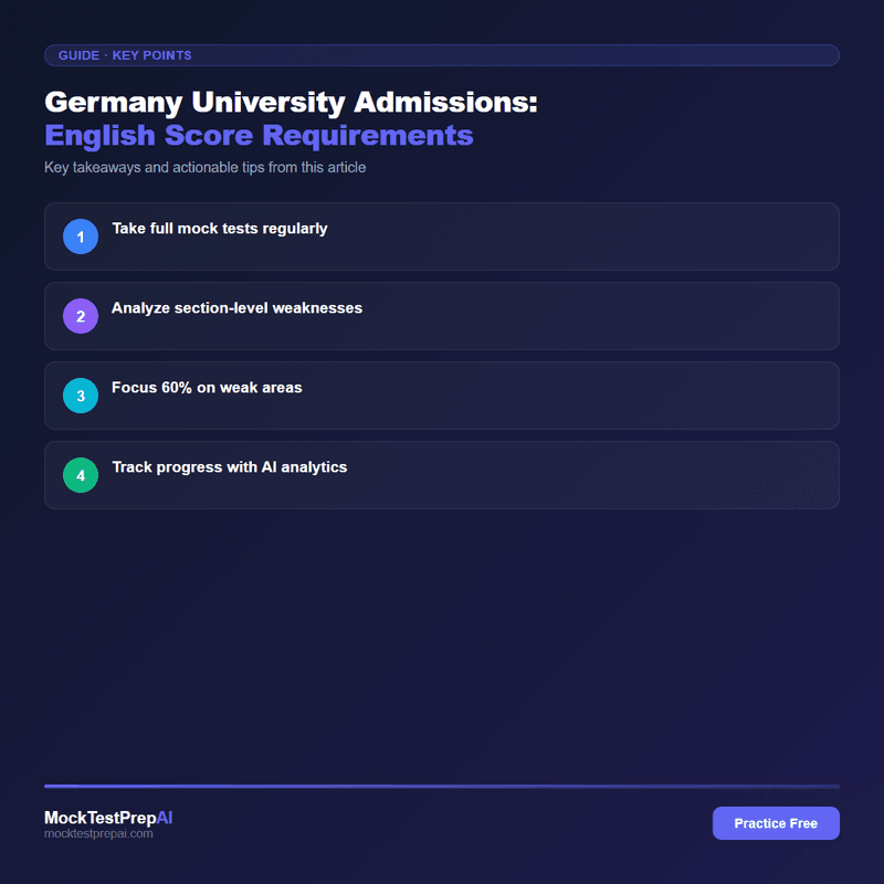 Germany University Admissions: English Score Requirements infographic