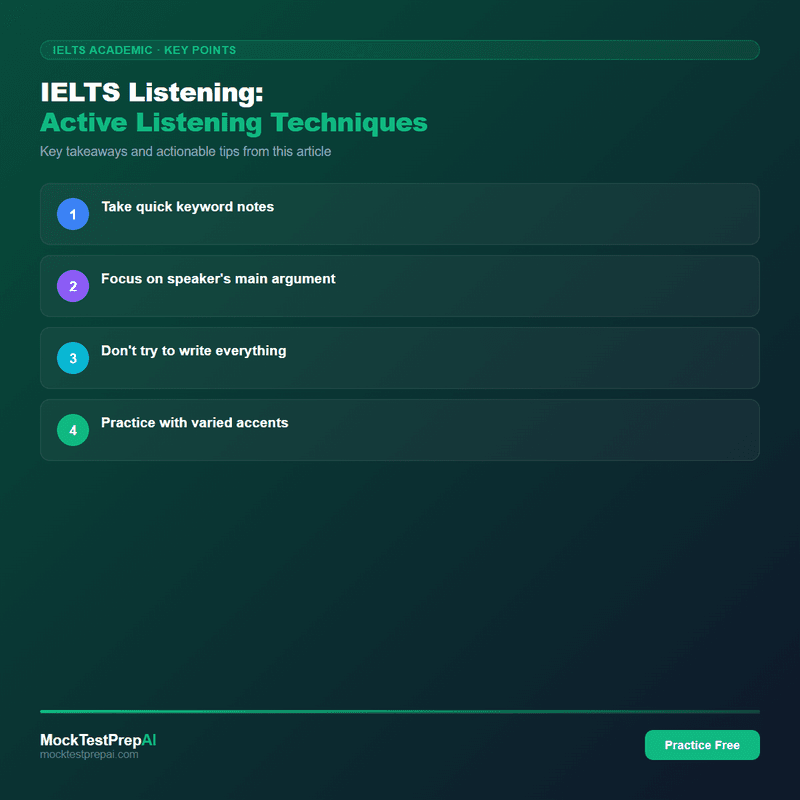 IELTS Listening: Active Listening Techniques infographic
