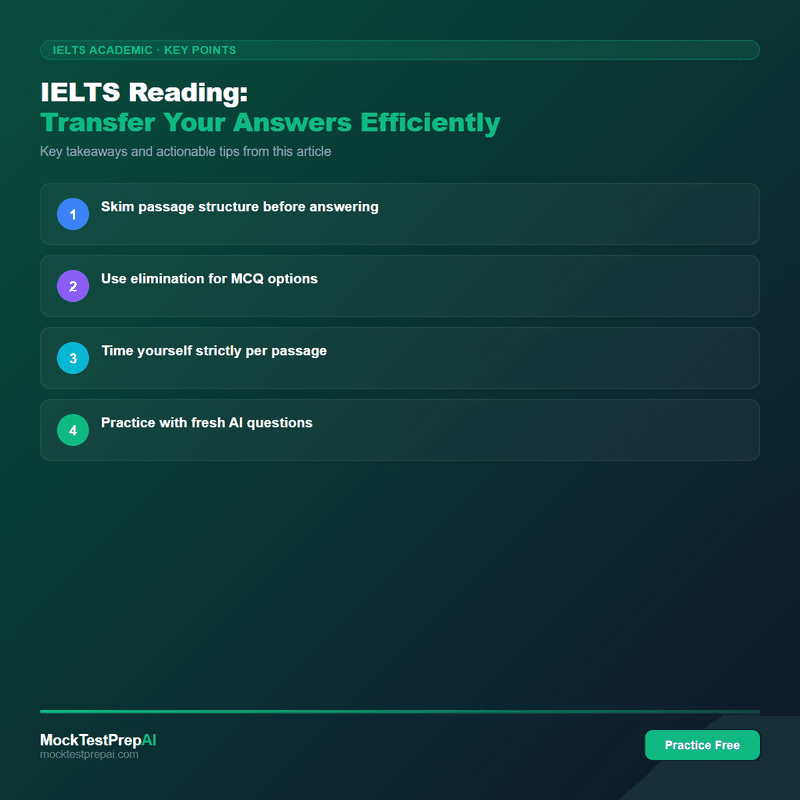 IELTS Reading: Transfer Your Answers Efficiently infographic