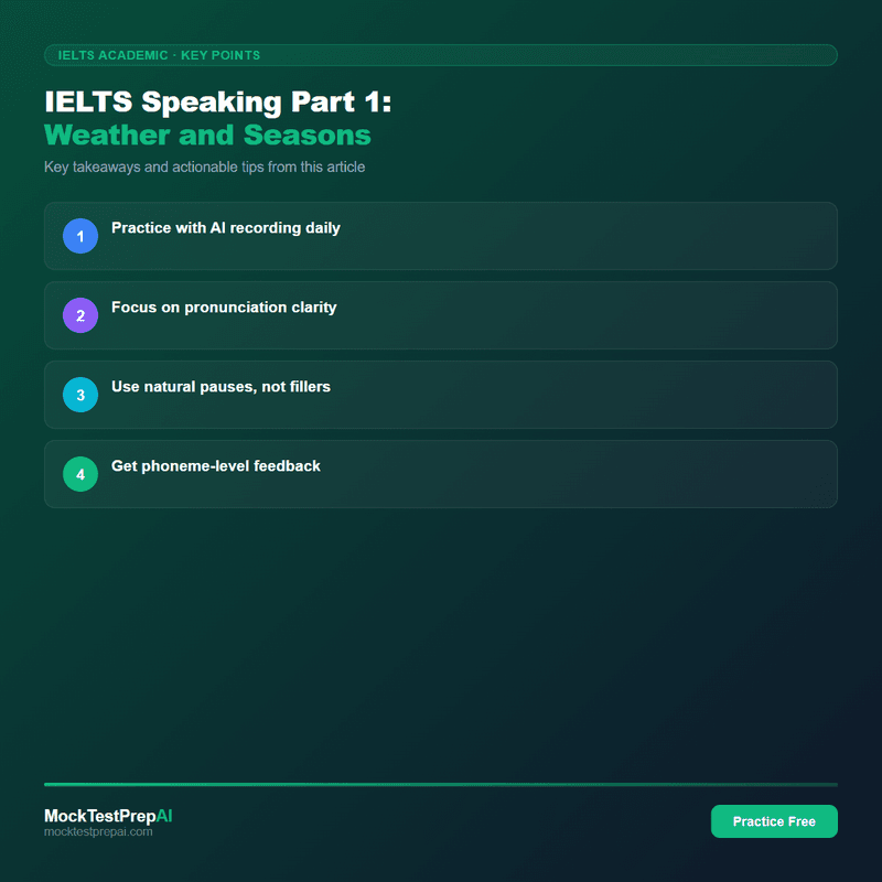 IELTS Speaking Part 1: Weather and Seasons infographic