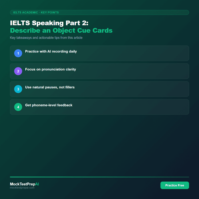 IELTS Speaking Part 2: Describe an Object Cue Cards infographic