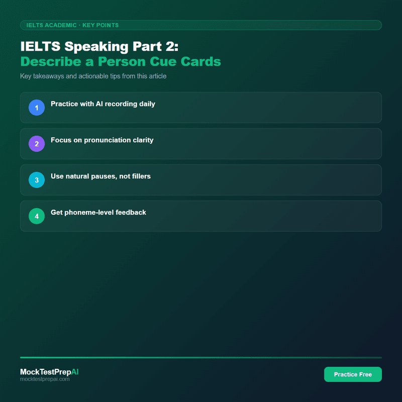 IELTS Speaking Part 2: Describe a Person Cue Cards infographic