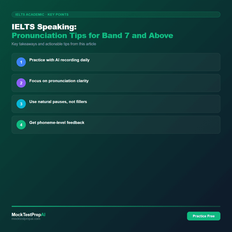 IELTS Speaking: Pronunciation Tips for Band 7 and Above infographic