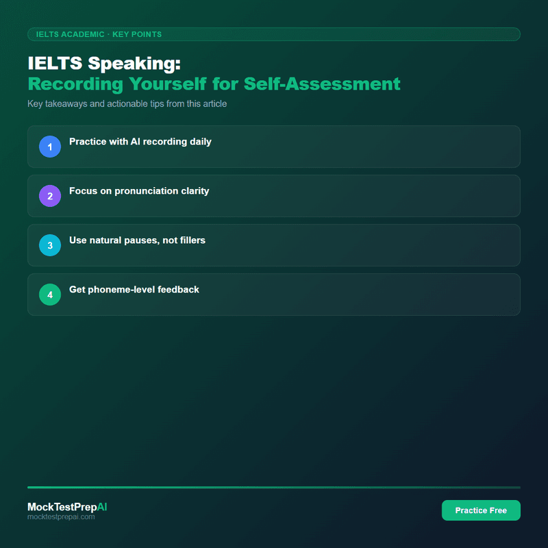 IELTS Speaking: Recording Yourself for Self-Assessment infographic