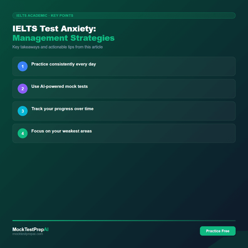 IELTS Test Anxiety: Management Strategies infographic