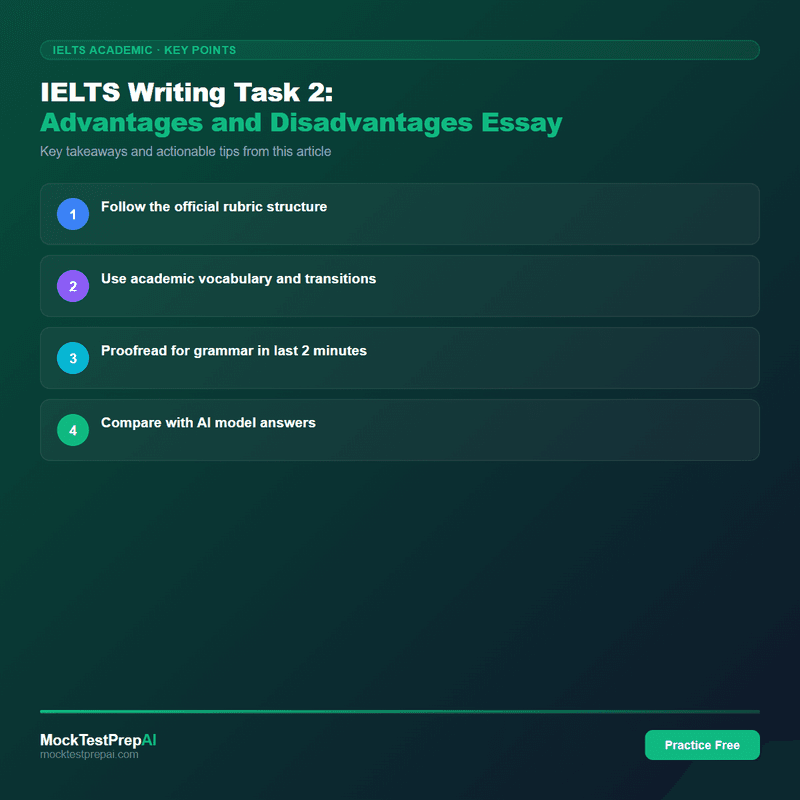 IELTS Writing Task 2: Advantages and Disadvantages Essay infographic