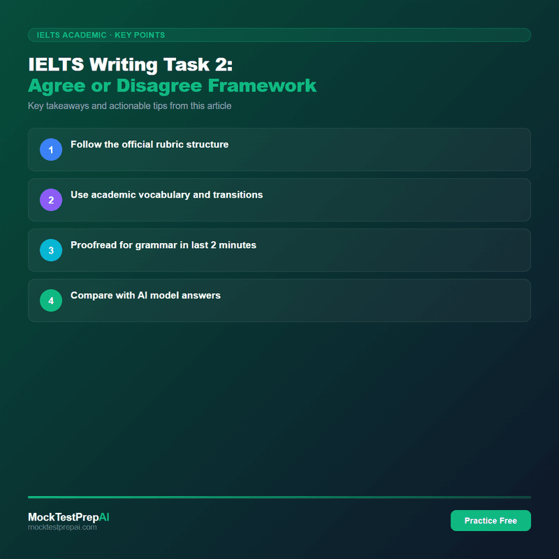 IELTS Writing Task 2: Agree or Disagree Framework infographic