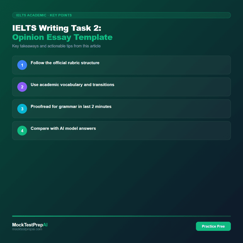 IELTS Writing Task 2: Opinion Essay Template infographic