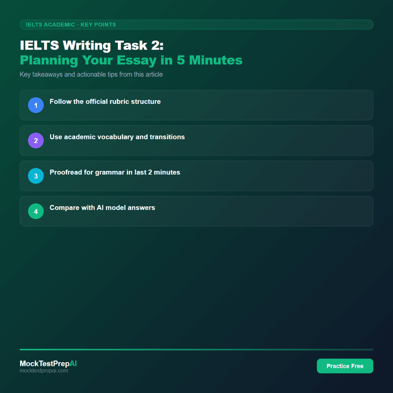 IELTS Writing Task 2: Planning Your Essay in 5 Minutes infographic