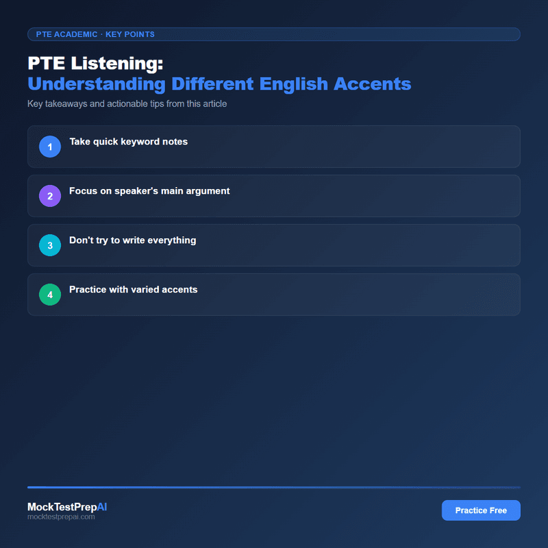 PTE Listening: Understanding Different English Accents infographic