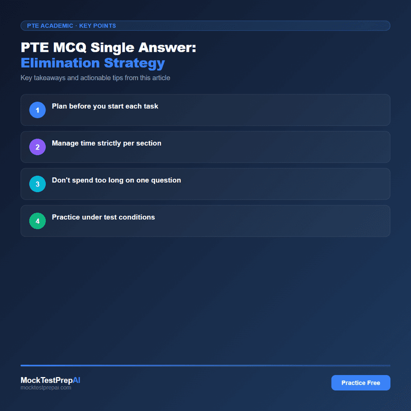 PTE MCQ Single Answer: Elimination Strategy infographic