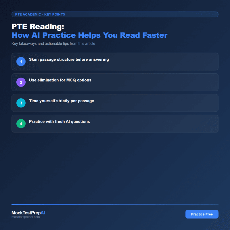 PTE Reading: How AI Practice Helps You Read Faster infographic