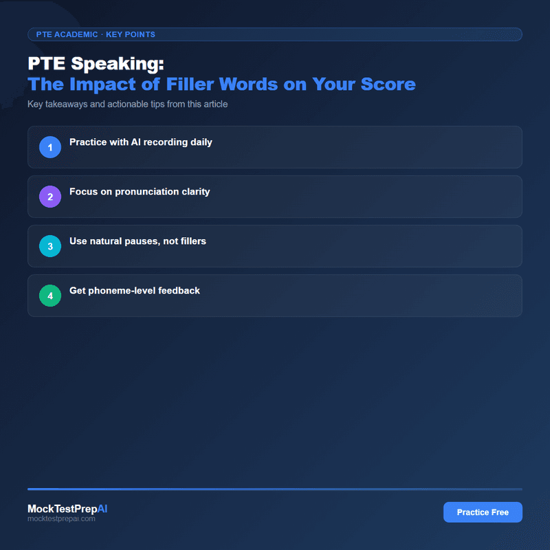 PTE Speaking: The Impact of Filler Words on Your Score infographic