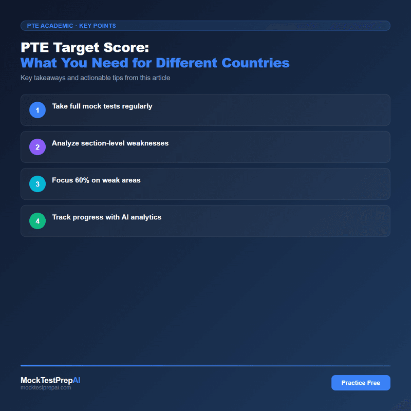 PTE Target Score: What You Need for Different Countries infographic