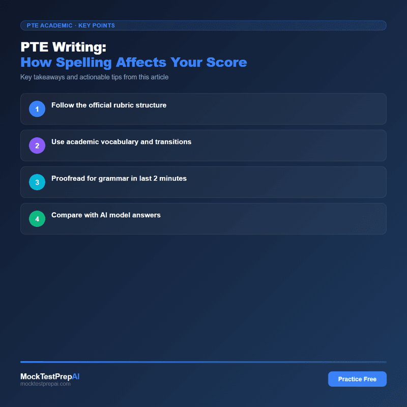 PTE Writing: How Spelling Affects Your Score infographic