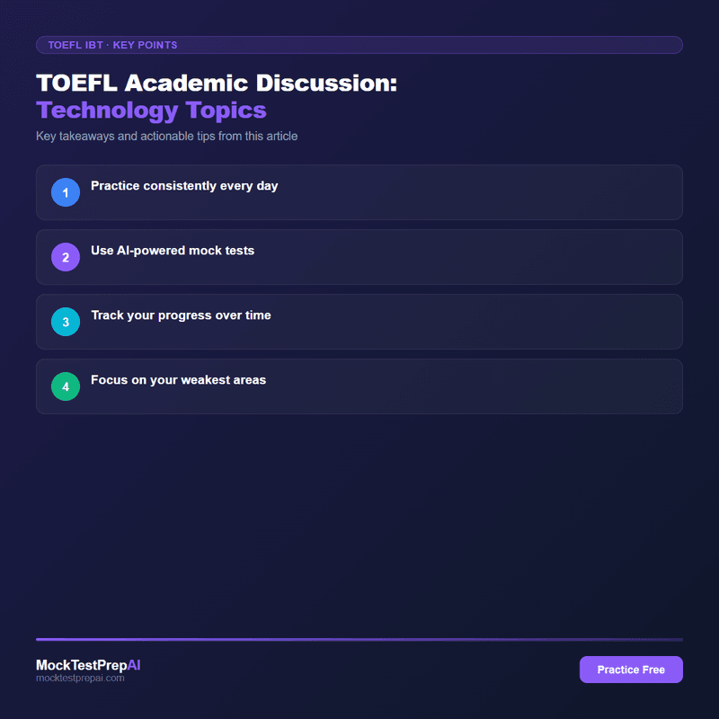 TOEFL Academic Discussion: Technology Topics infographic