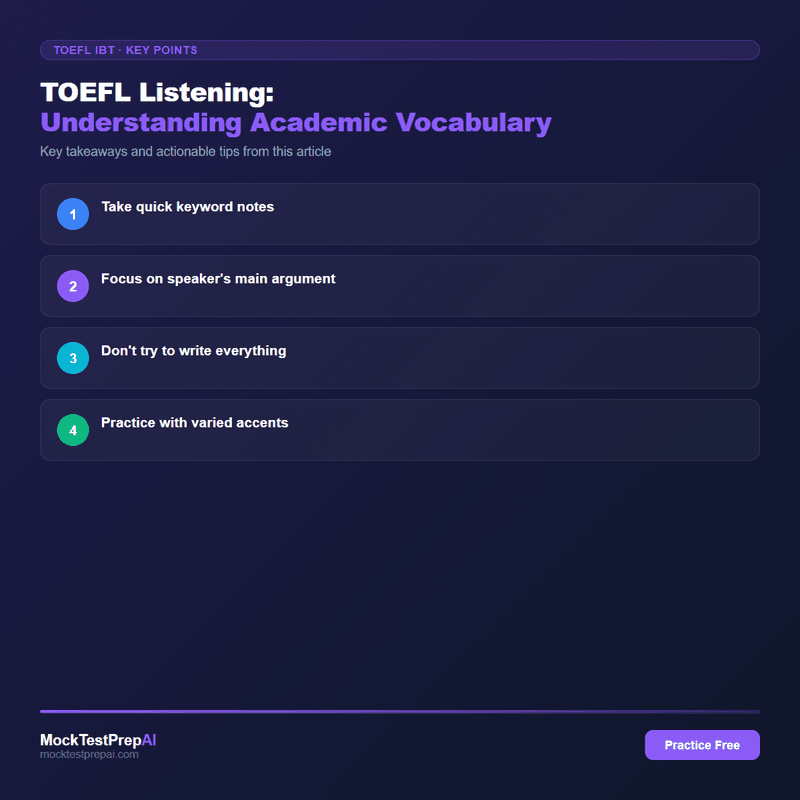 TOEFL Listening: Understanding Academic Vocabulary infographic