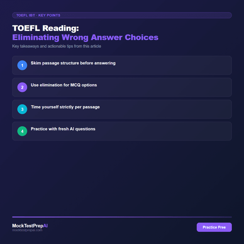 TOEFL Reading: Eliminating Wrong Answer Choices infographic