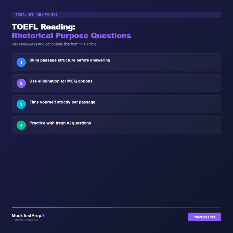 TOEFL Reading: Rhetorical Purpose Questions infographic