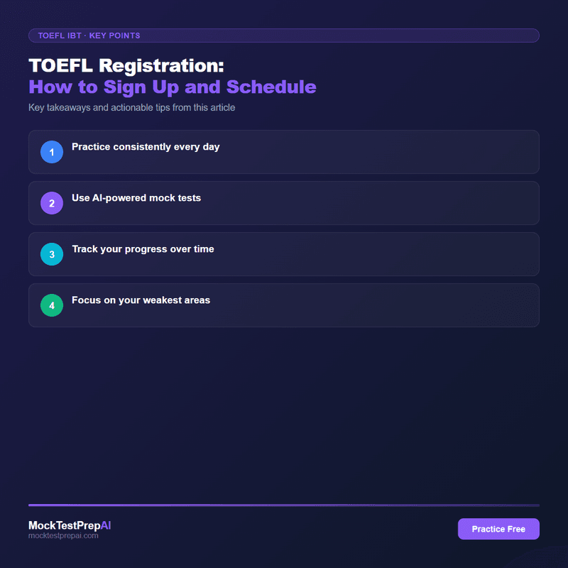 TOEFL Registration: How to Sign Up and Schedule infographic