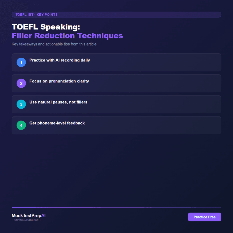 TOEFL Speaking: Filler Reduction Techniques infographic