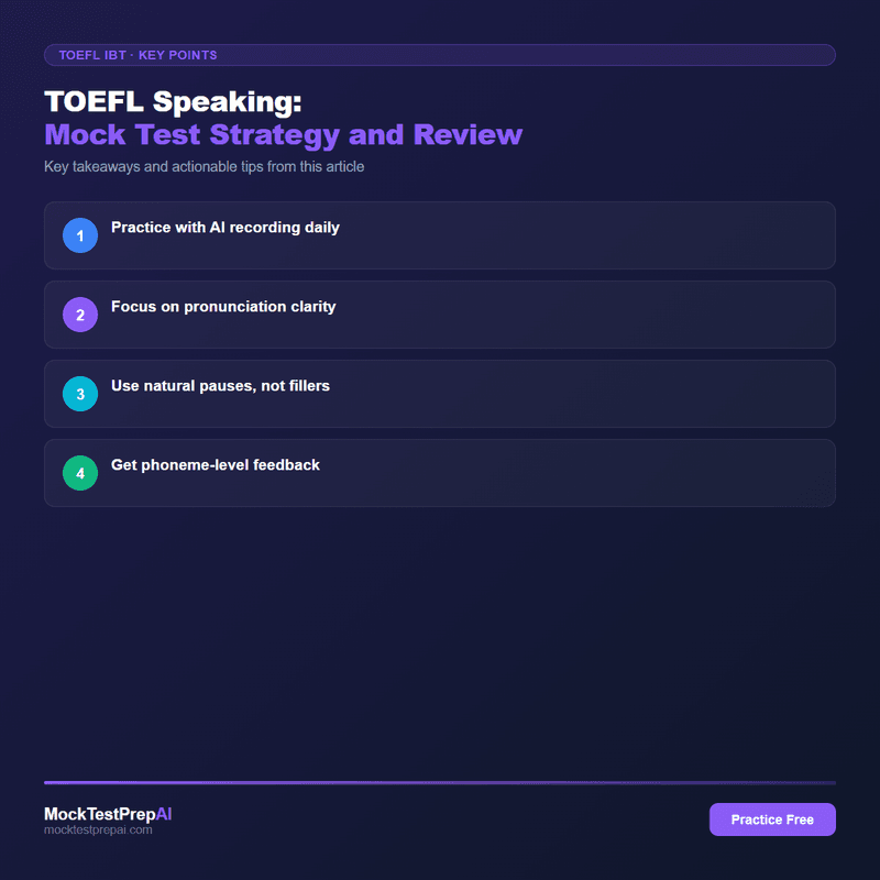 TOEFL Speaking: Mock Test Strategy and Review infographic