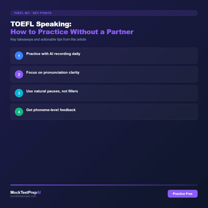 TOEFL Speaking: How to Practice Without a Partner infographic