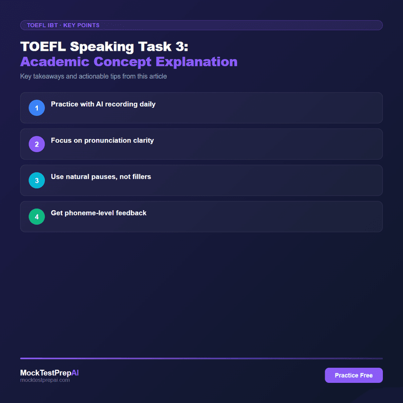 TOEFL Speaking Task 3: Academic Concept Explanation infographic