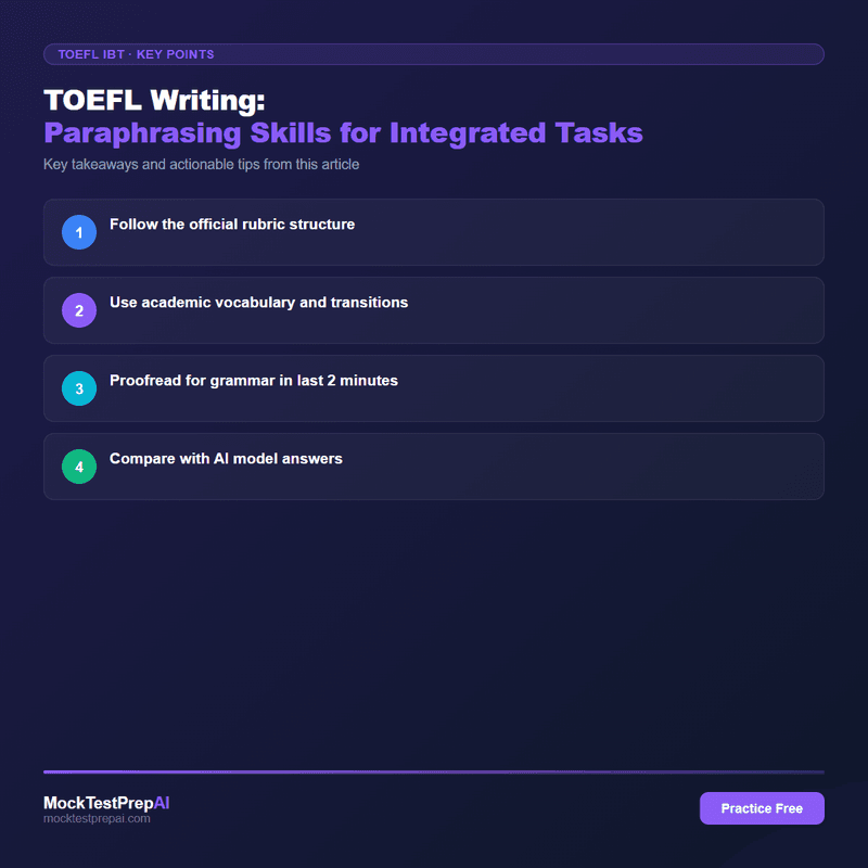 TOEFL Writing: Paraphrasing Skills for Integrated Tasks infographic